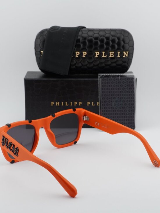 Philipp Plein SPP042W V47F Square Sunglasses – Orange / Grey main image 10